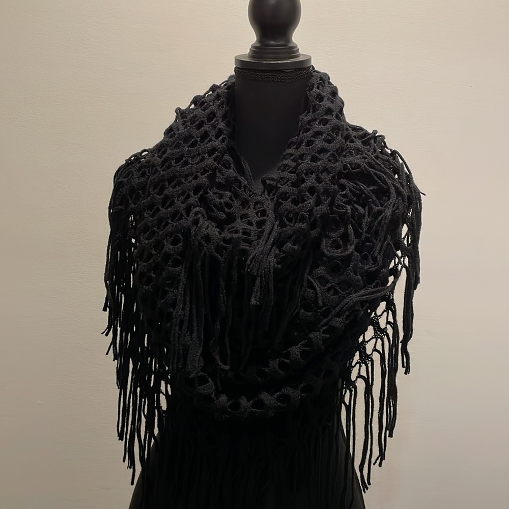 Infinity Scarf Black Knit Lightweight